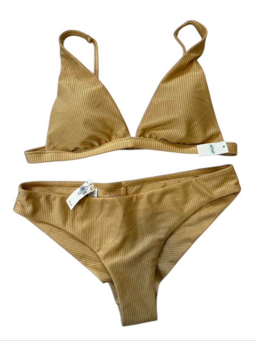 aerie sz M NWT Ribbed Gold Cheeky Bikini Medium NEW - Picture 1 of 10